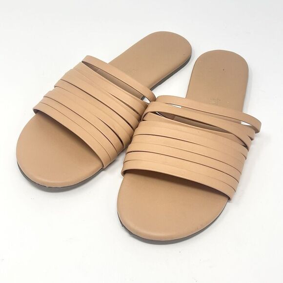 Tkees Slides Leather Sandals Avery Pout Nude Tan Strappy Women’s Size 7 US 38 EU - Picture 1 of 9